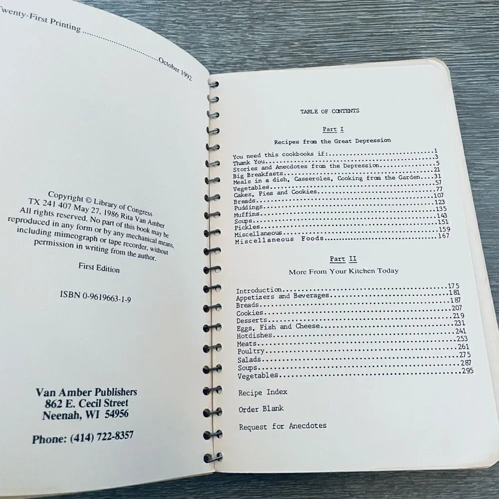 Stories and Recipes of the Great Depression of the 1930s Vintage Cookbook